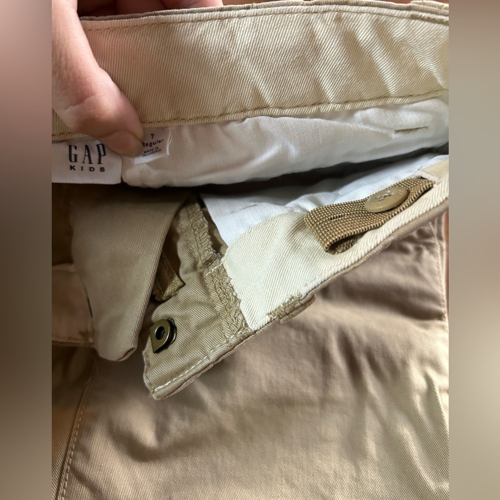 GAP Khaki Pants Boys Size 7 Regular Adjustable Waist Neutral Beige - Picture 4 of 6
